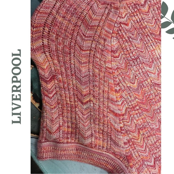 Liverpool Sweater Short Sleeve Round Neck Multi Color Lightweight Knit Medium - Picture 4 of 6